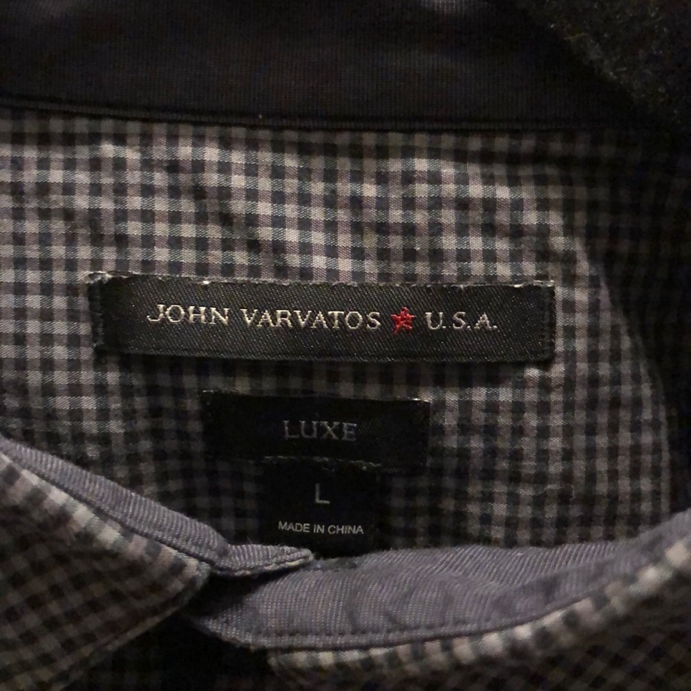 John Varvatos Black and Gray Checkered Casual Button Down Shirt